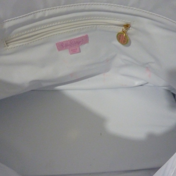 Lilly Pulitzer Striped Large Canvas Tote Bag PINK White GREEN  2 Piece 15 X 12'' - Picture 11 of 14